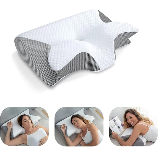 1pc Memory Foam Cervical Pillow, 2 in 1 Ergonomic Contour Orthopedic Pillow for Neck Pain, Contoured Support Pillows,Neck Pillow